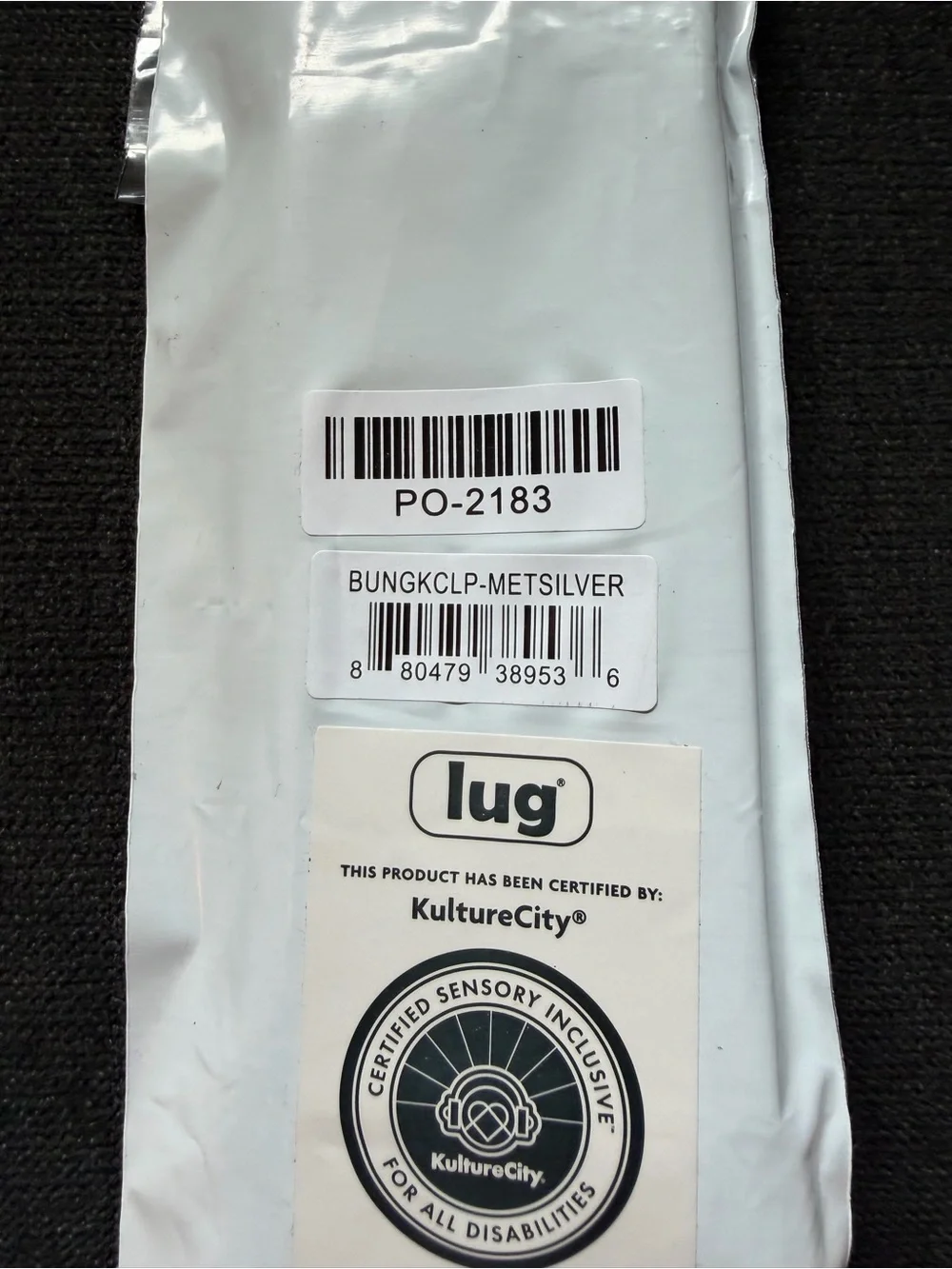 Lug Bungee Key Clip Keychain – Metallic Silver Grey Gray